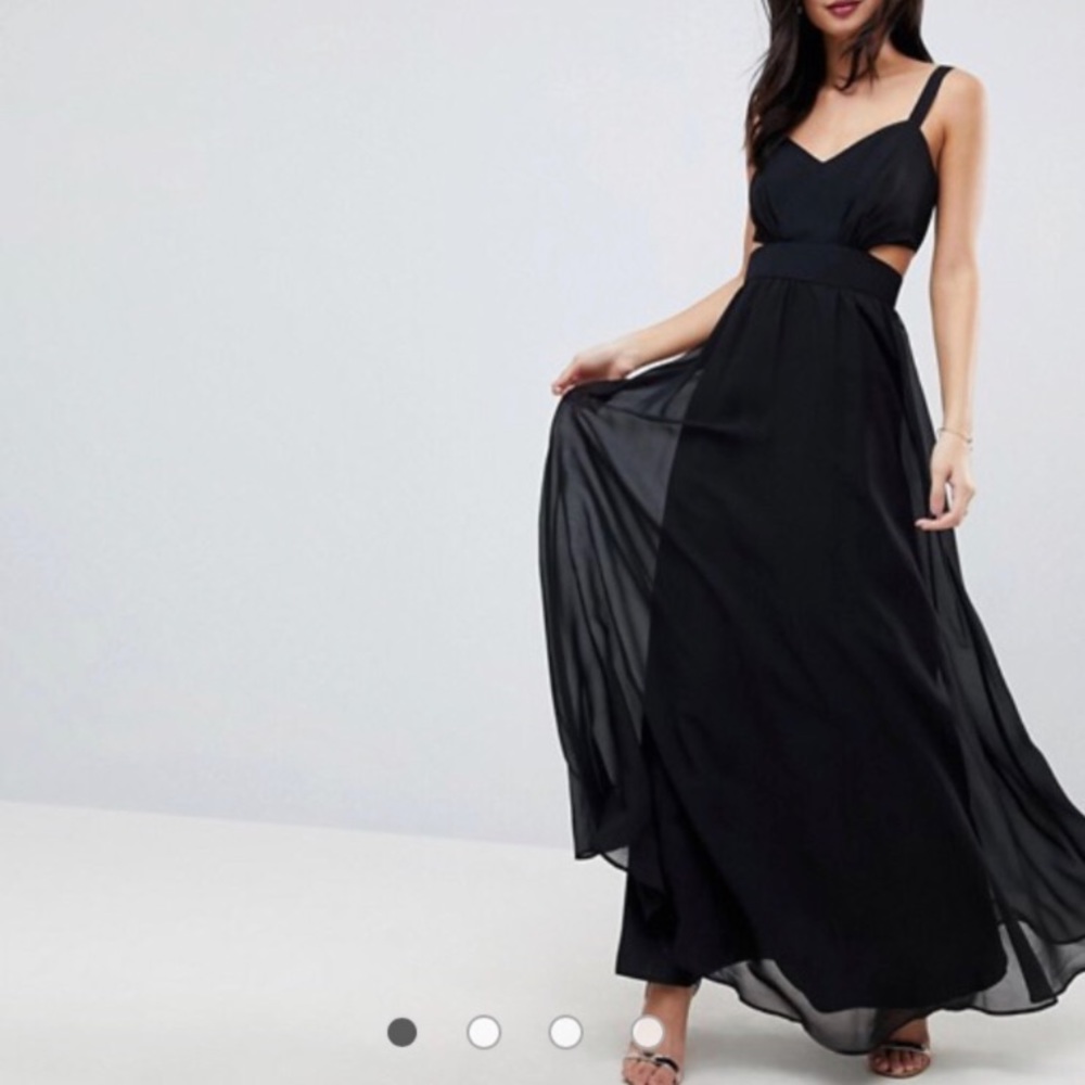 black maxi evening gown with cutouts